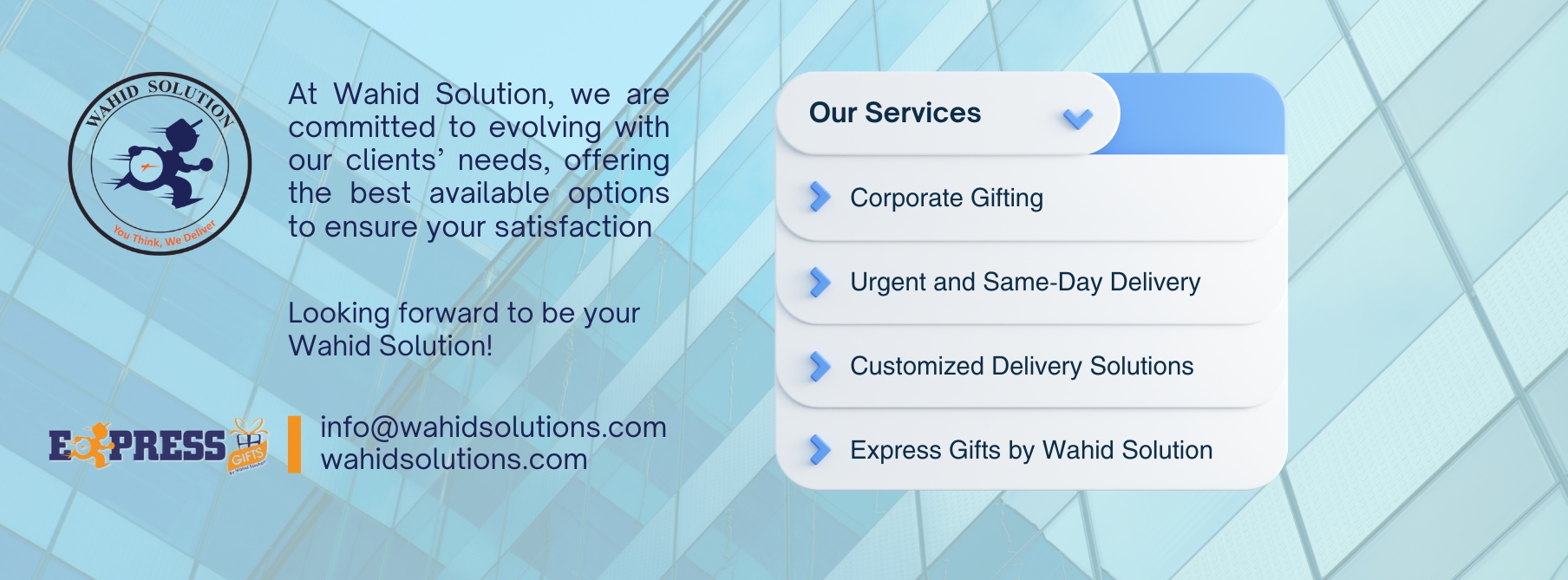 Wahid Solution you think we delivery offer services sameday delivery gift delivery urgent delivery customised delivery solution order now website wahid solution